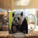 Asilmeydan Ormanda Mutlu Panda Baskılı Kupa Bardak HEDIYELIK-135190 - Beyaz