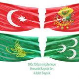 Asilmeydan Osmanlı Büyük Bayrak 100X150CM Raşel Kumaş 4 Bayrak Set