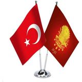 Asilmeydan Osmanlı Imp. Çanakkale Zaferi İkili Saten Masa Bayrağı Set 23,5x15 cm Ölçüler