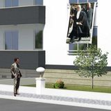 Asilmeydan Pelerinli Mustafa Kemal Atatürk Poster Cephe Bayrağı-1,5x2,25 Metre - Renkli