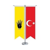 Asilmeydan Rabia -tek Vatan - Tek Devlet -tek Bayrak Ve Türkiye - Kırlangıç - Saten T Direk 2li Masa Bayrağı