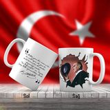 Asilmeydan Şapka çıkartan Mustafa Kemal Atatürk Yan Portre - Atatürk'ün Sözleri -Kupa Bardak