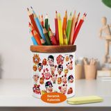 Asilmeydan Sevimli Kawaii Bebekler Ahşaplı Seramik Kalemlik - 280-209 - Renkli