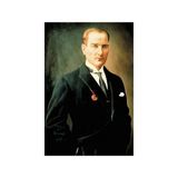 Asilmeydan Şık Takım Elbiseli Sivil Gazi Mustafa Kemal Atatürk - Portre Cephe Poster Bayrak-4x6 Metre - Renkli
