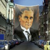 Asilmeydan Sivil Mustafa Kemal Atatürk Portre Poster Dış Cephe Bayrağı - 6x9 Metre - Renkli