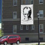 Asilmeydan Siyah-Beyaz Gazi Mustafa Kemal Atatürk Silüeti Poster Bayrağı- 3x4,5 Metre - Renkli