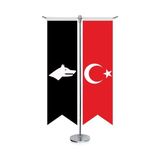 Asilmeydan Siyah Beyaz Göktürk Bayrağı 17 Eski Türk Devletleri ve Türkiye Saten T Direk Masa Bayrağı 2'li