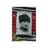Asilmeydan Siyah-Beyaz Mustafa Kemal Atatürk İmzalı Poster Bayrağı- 1,5x2,25 metre