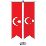 Asilmeydan Son Imp. Bayrağı ve Türkiye Kırlangıç Saten T Direk Masa Bayrağı 2'li