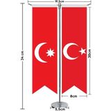 Asilmeydan Son Imparatorluk Osmanlı 17 Eski Türk Devletleri ve Türkiye Saten T Direk Masa Bayrağı 2'li
