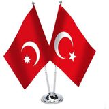 Asilmeydan Son Imparatorluk Osmanlı Türkiye İkili Saten Masa Bayrağı