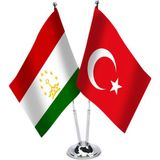 Asilmeydan Tacikistan Türkiye İkili Saten Masa Bayrağı