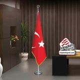 Asilmeydan Türkiye Cumhuriyeti Ay Yıldız Bayrak Ofis Makam-Toplantı Odaları -Direkli -Saçaklı Makam Bayrağı