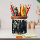 Asilmeydan Ulu Önder Mustafa Kemal Atatürk Ahşap Seramik KALEMLIK-(1005) - Renkli