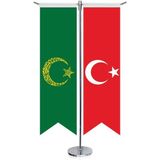 Asilmeydan Yeşil Ayyıldız Kelime I Tehvid Bayrağı ve Türkiye Kırlangıç Saten T Direk Masa Bayrağı 2'li