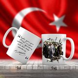 Asilmeydan Yürüyen Takım Elbiseli Gazi Mustafa Kemal Atatürk - Unutulmayan Sözleri -Kupa Bardak