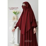 ASİLNUR Hira Gölgeli Sufle Ferace Takım Bordo