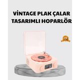 Asiltech 3-Ü-1 Gece Işığı Bluetooth Hoparlör ve Dijital Saat Vintage Plak Çalar Tasarımlı - Çok Renkli