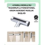 Asiltech Çok Fonksiyonlu Musluk Başlığı | 4 Su Modu | Geniş Uyumlu Adaptör Seti | Mutfak ve Banyo Uyumlu - Çok Renkli