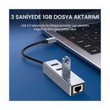 Asiltech USB Type-C To 100MBPS Ethernet Çevirici ve 3 Portlu USB Hub Çoklayıcı - 1 GB