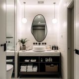 Asimetrik Ayna, Konsol Aynası, Dresuar Aynası, Duvar Aynası 75 X 50 Siyah