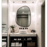 Asimetrik Ayna, Konsol Aynası, Dresuar Aynası, Duvar Aynası 75 X 55 Siyah