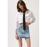 Asimetrik Kemer Denim Mini Etek - 001-Renkli - XS