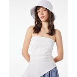 Asimetrik Kesim Slim Fit Kolsuz Straplez Yaka Büstiyer