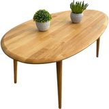Asimetrik Masif Ahşap Modern Iskandinav Oval Orta Sehpa - AÇIK MEŞE