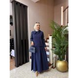 Asimetrik Yakalı Modal Cupra Etek Takım – Siyah & Lacivert | Tesettür Etekli Takım TS-ASMCPR-001
