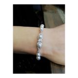 Aşina Gümüş Sevgililer Günü Hediyesi Gerçek İnci Bileklik 925 Ayar Gümüş Rodyum (Beyaz Altın) Kaplama 8 mm. İnci