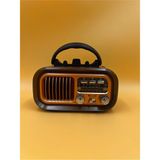 Aşınabilir Nostaljik Fm Radyo Bluetooth Tf Kart USB Destekli Ahşap Kasa - Ahşap - Ceviz