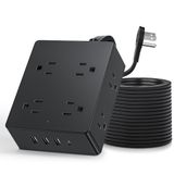 Aşırı Gerilim Koruyucu Güç Şeridi, olcorife Ultra İnce Düz Fiş Uzatma Kablosu 1,5 m, 8 Çıkışlı 4 USB Bağlantı Noktası (1 USB C), 1080J, Duvara Montaj Prizi Uzatıcı, Üniversite Yurt Odası Temelleri,