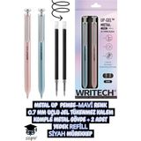 Asitan 0.7 mm Uçlu Jel Tükenmez Kalem Komple Metal Gövde Set Writech - Çok Renkli
