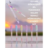 Asitan 0.8 mm Gökkuşağı Jel Tükenmez Kalem Renkli Mürekkepli 6 Adet Set - Çok Renkli