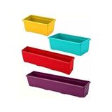 Asitan 1.kalite Plastikten Üretim 75CM Dikdörtgen Renkli Plastik Balkon Saksısı Rengarenk Çiçek Saks� - Çok Renkli