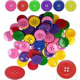 Asitan 2.5 cm 100 Lü 1 Paket 25MM Plastik Renkli Düğme Dikiş Parlak Yuvarlak 4 Delikli Düğme Etkinlik - Çok Renkli