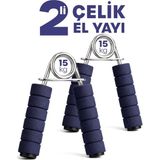 Asitan 2 Adet Çelik El Yayı Sünger Kollu 15 kg Bilek Ön Kol Parmak Güçlendirici Alet Fitness Egzersiz - Çok Renkli