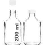 Asitan 200 ml Yassı Şeffaf Cold Brew Şişesi Plastik Beyaz Kapaklı 200 cc Soğuk Kahve Cam Şişe 2 Ade - Çok Renkli