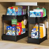 Asitan 2'li Paket Lavabo Düzenleyici, Kancalı Banyo Dolabı Düzenleyici Altında, Mutfak Banyo Için Ço - Çok Renkli