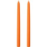 Asitan 2'li Şamdan Turuncu Mum Seti 25 cm – Dekoratif Ince Şamdan Mum, Kokusuz Parafin WAX,%100 Pamuk - Çok Renkli