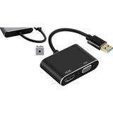 Asitan 3349 USB 3.0 To HDMI VGA 3.5mm 1080P Monitör Genişletici Çevirici Dönüştürücü Adaptör Ekra - Çok Renkli