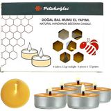 Asitan (6 Adet) Tealight Mum Doğal Petek Balmumu Mum Standart Boy - Çok Renkli