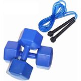 Asitan 6kg x 2 Adet Dambıl ve Atlama Ipi Kombin Seti Vinyl Kaplama Dumbell Mavi, AA99565BFF - Çok Renkli