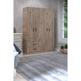 Asitan Abete - 4 Kapılı 2 Çekmeceli 2 Askılıklı Gardırop - Atlantik Çam - Çok Renkli