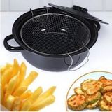Asitan Abnturk Süper Kaliteli Kapaklı Emaye Fritöz Patates Kızartma Tenceresi 25 cm Siyah, FDN2136 - Çok Renkli