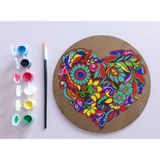 Asitan Ahşap Mandala 20X20 cm Daire Mdf Üzerine Uv Baskı Modeller- Kalp Desenli Mandala Set Boyama - Çok Renkli