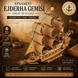 Asitan Algwooddesign Ejderha Gemisi Ahşap Maket Seti 823 Parça – Dıy 3D Puzzle Yelkenli Gemi Koleksiyon - Çok Renkli