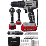 Asitan Alman 58 V 5 Ah Darbeli Lityum Çift Akülü Sjs Metal Şanzıman Şarjlı Vidalama Matkap 24 Pcs Se