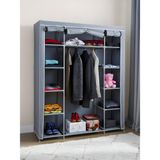 Asitan Bez Dolap, Portatif Gardırop, Ruba, Çift Yanlı Raflı, Güçlendirilmiş Pvc Profil, 127X44X156 C - Çok Renkli